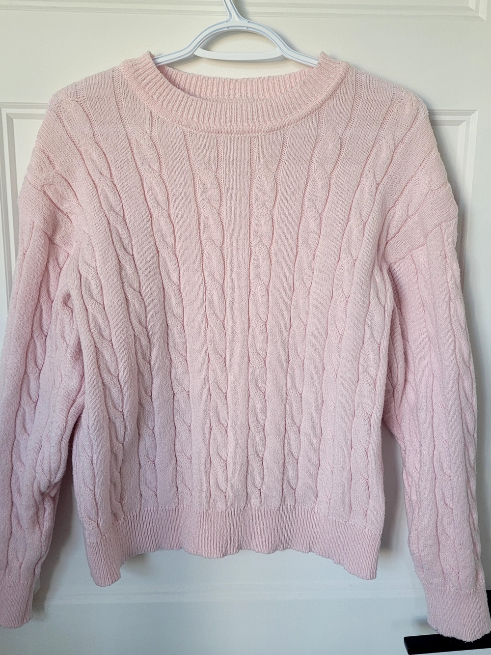 Pink Cable Knit Crewneck Sweater - Size Medium
